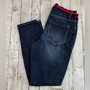 CAbi Men's Dark Blue Slim Jeans with Red Accent